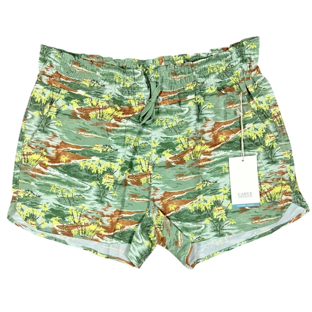 Carve Designs Shorts Womens‎ Medium Bali Short Hula Green Tropical Stretch NEW